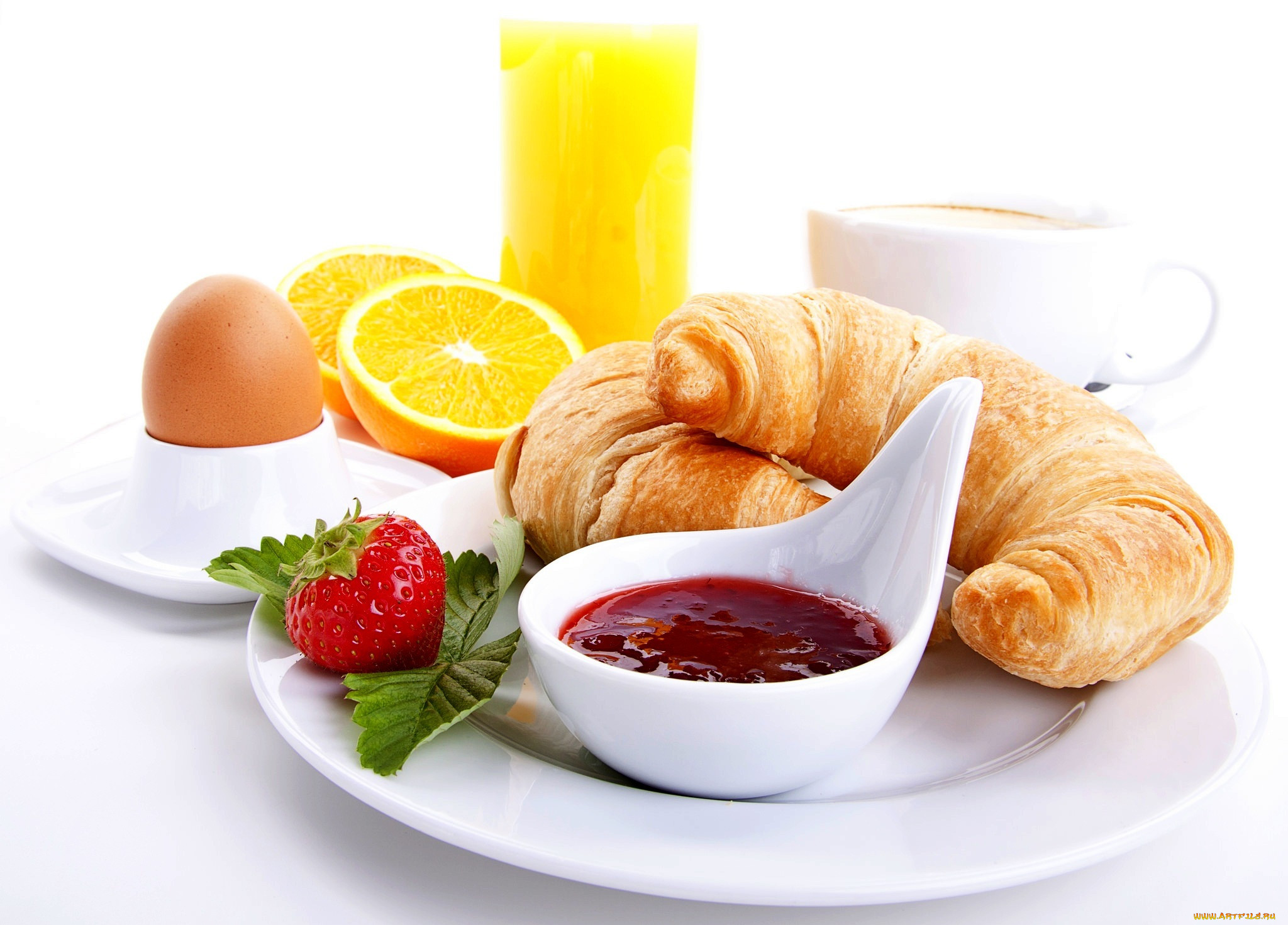 , , , cup, , , , , juice, fruit, coffee, breakfast, orange, strawberries, , croissant